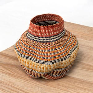 Handmade Wicker Flower Pot Basket –  Medium, Large Sizes – African Straw Storage Organizer – Natural Elephant Grass Basket for Home Décor