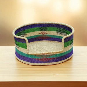 Handwoven African Dog Bed Basket: Colorful Bolga Pet Bed