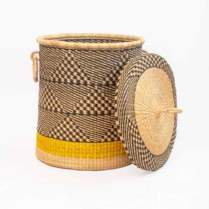 Extra Large African Laundry Basket with Lid – Woven Hamper for Clothes, Towels,Sheets & Blankets–Rattan Storage Basket,Bathroom Organizer image 10