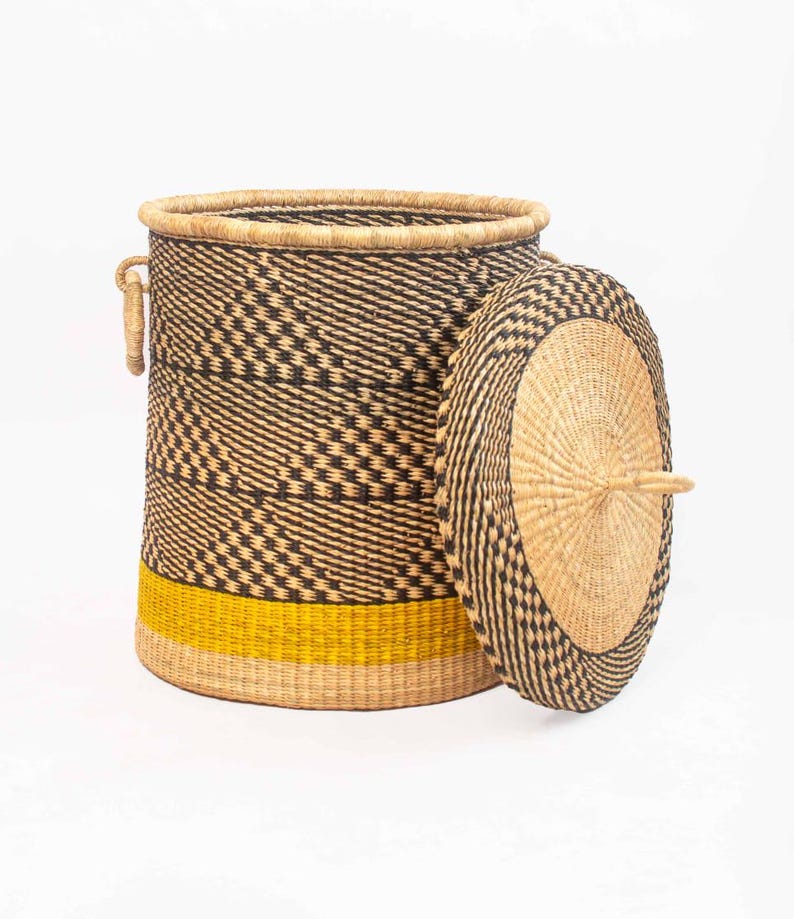 Extra Large African Laundry Basket with Lid – Woven Hamper for Clothes, Towels,Sheets & Blankets–Rattan Storage Basket,Bathroom Organizer image 10