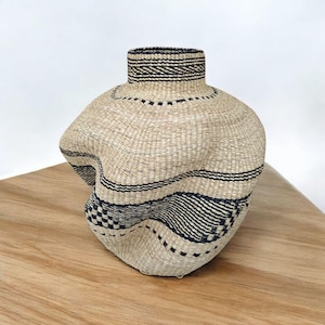 Woven Pot Basket,Bolga Decor Basket,Flower Pot Storage,African Home Decoration Basket,Wicker Art Organizer,Handwoven Elephant Grass Basket