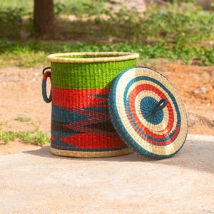 Extra Large African Laundry Basket with Lid – Woven Hamper for Clothes, Towels,Sheets & Blankets–Rattan Storage Basket,Bathroom Organizer image 8
