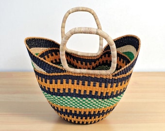 Handwoven Bolga Tote Bag – Ghana Straw Market Basket