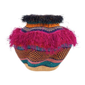 Handwoven Bolga Basket Vase – African Elephant Grass Storage, Home Decor