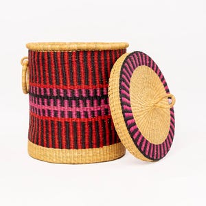 Extra Large African Laundry Basket with Lid – Woven Hamper for Clothes, Towels,Sheets & Blankets–Rattan Storage Basket,Bathroom Organizer image 2
