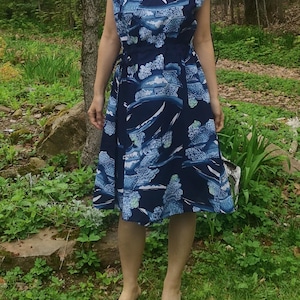Vintage Japanese Yukata Kimono Wrap Dress: Upcycled Blue Cotton Kimono