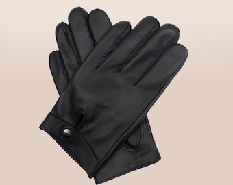 Men's Unlined Leather Driving Gloves: Officer Style Soft Leather