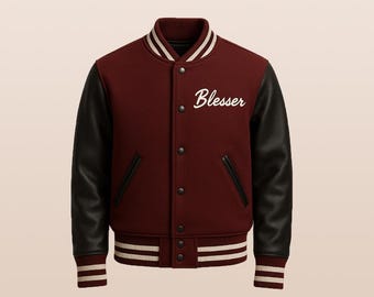 Custom Embroidered Varsity Jacket: Unisex Black & Maroon Letterman Hoodie