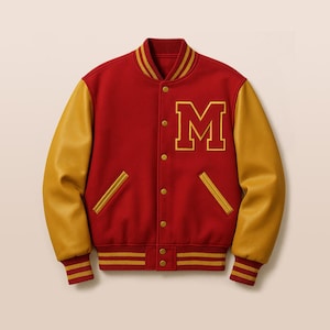Thriller Kostüm MERCH ATTIRE Thriller MJ Varsity Jacke Letterman Bomber Michael Jackson Kostüm Erwachsene