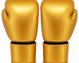 Custom Gold Boxing Gloves Personalized Name Logo Training Sparring Fight Gloves