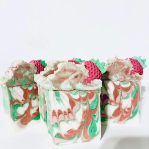 Pink Strawberry Soap, Handmade Soap, Artisan Soap, Cold Process Soap, Strawberry Soap