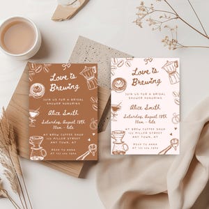 Love is Brewing Bridal Shower Invitation, Coffee Lover’s Party Invite, Coffee Themed Party, Editable Canva, Digital Download, Espresso party