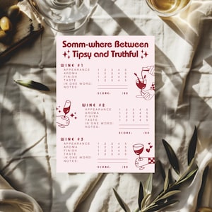 Wine Tasting Score Card, Wine Tasting Sheet, Printable Wine Tasting Card, Wine Themed Games, Wine Party Games Night, Wine Notes Wine Party