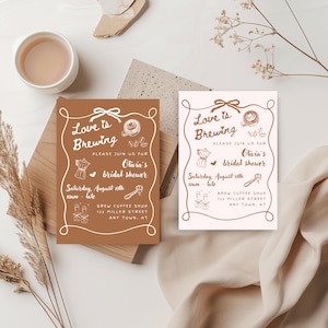 Love is Brewing Bridal Shower Invitation, Coffee Lover’s Party Invite, Coffee Themed Party, Editable Canva, Digital Download, Espresso party