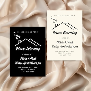 Editable Housewarming Invitation Template, Invite for House Warming Party, Minimalistic New Home, Home Sweet Home, Instant Download