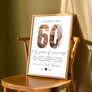 Printable 60th Wedding Anniversary Photo Collage Template Personalized 60th Wedding Anniversary Gift Idea 60th Anniversary Gift for Parents