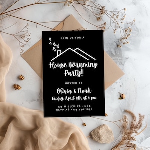 Editable Housewarming Invitation Template, Invite for House Warming Party, Minimalistic New Home, Home Sweet Home, Instant Download