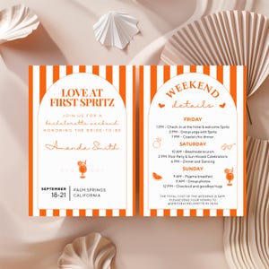 Aperol Spritz Bachelorette Invitation and Itinerary Template, Spritz Bridal Shower Invite, Citrus Feeling Spritzy Card, Instant Download