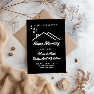 Editable Housewarming Invitation Template, Invite for House Warming Party, Minimalistic New Home, Home Sweet Home, Instant Download