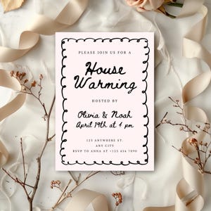 Editable Housewarming Invitation Template, Invite for House Warming Party, Minimalistic New Home, Home Sweet Home, Instant Download
