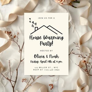 Editable Housewarming Invitation Template, Invite for House Warming Party, Minimalistic New Home, Home Sweet Home, Instant Download