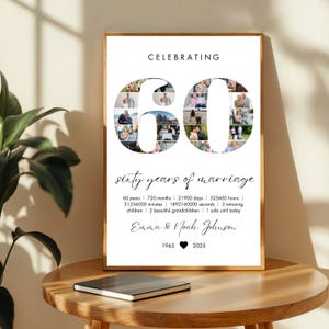 Printable 60th Wedding Anniversary Photo Collage Template Personalized 60th Wedding Anniversary Gift Idea 60th Anniversary Gift for Parents