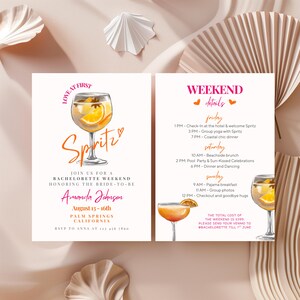 Aperol Spritz Bachelorette Invitation and Itinerary Template, Spritz Bridal Shower Invite, Citrus Feeling Spritzy Card, Instant Download