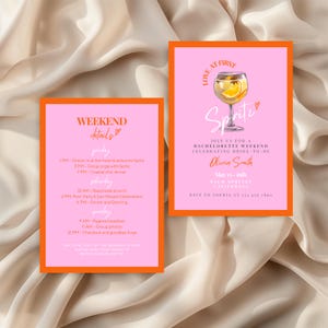 Aperol Spritz Bachelorette Invitation and Itinerary Template, Spritz Bridal Shower Invite, Citrus Feeling Spritzy Card, Instant Download