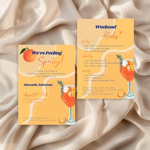 Aperol Spritz Bachelorette Invitation and Itinerary Template, Spritz Bridal Shower Invite, Citrus Feeling Spritzy Card, Instant Download