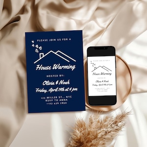Editable Housewarming Invitation Template, Invite for House Warming Party, Minimalistic New Home, Home Sweet Home, Instant Download