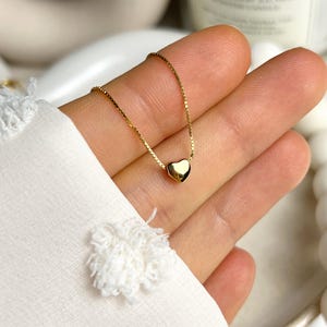 Collier coeur en or délicat, collier en argent sterling 925, bijoux coeur en or 14 carats, pendentif coeur en or, cadeau romantique parfait pour elle