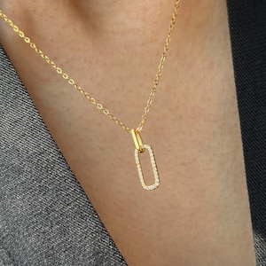 Diamond Necklace, 925 Sterling Silver Dainty Necklace, Minimal Stackable 14 Gold Plated, Cubic Zirconia Non-tarnish, Gift for Her