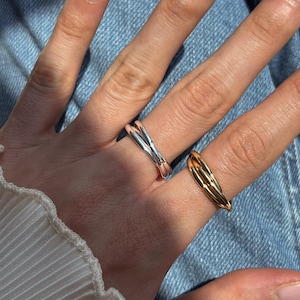 Trinity Rand, Trinity Gold Ring, 925 Sterling Silver, Dainty Minimal Love Ring, Gift for Her