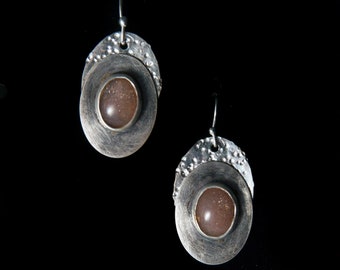 Sunstone & sterling silver earrings