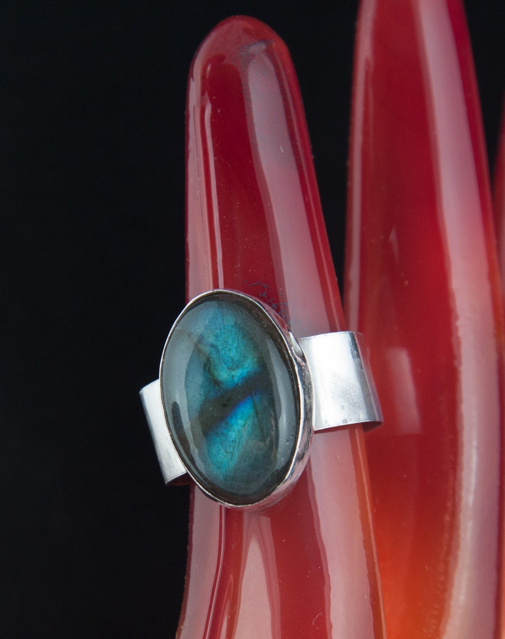 Sterling Silver Ring With Oval Labradorite - Etsy