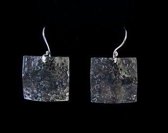 Small square sterling silver earrings