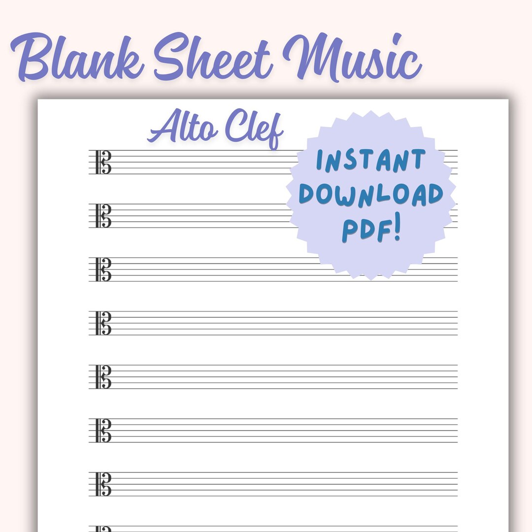Alto Clef Sheet Music: 10 Staves, A4 & US Letter (PDF Download) - Etsy
