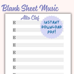 Blank Alto Clef Sheet Music Printable – 10 Staves | A4 & US Letter PDF | Manuscript Paper Download for Music Students and Teachers
