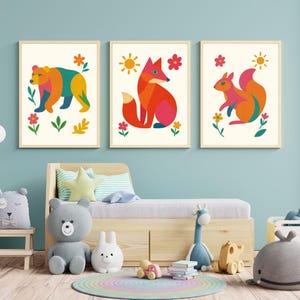 Woodland Animal Nursery Art Prints: Boho Forest Decor Set (Digital Download)
