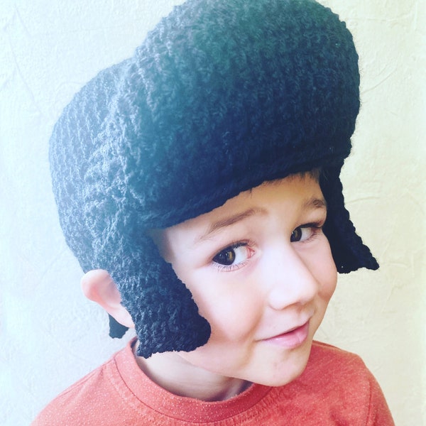 PREORDER 50s Quiff & Sideburns Baby Wig, Black Funky Rockabilly Costume Beanie, Cool Retro Guy Plush Vintage Hairstyle Hat For Girls or Boys