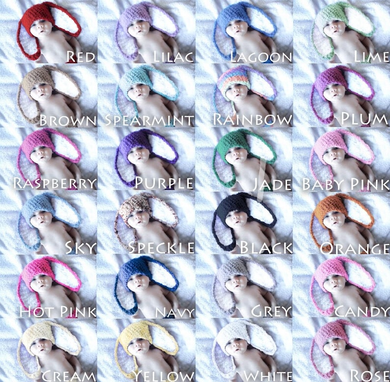 3 to 6m Baby Pink Bunny Hat Infant Girl Crochet Bunny Ears image 4