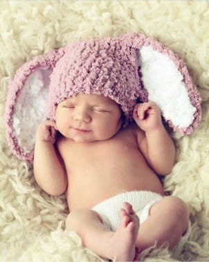 0 to 3m Newborn Baby Girl Halloween Bunny Hat, Rose Pink & White Wood…