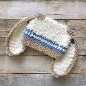 PRE-ORDER Baby Boy Bunny Ears Easter Hat, Crochet Blue Stripe Easter Rabbit Costume Beanie, Choose Newborn, Toddler, Kids & Adult Sizes image 8