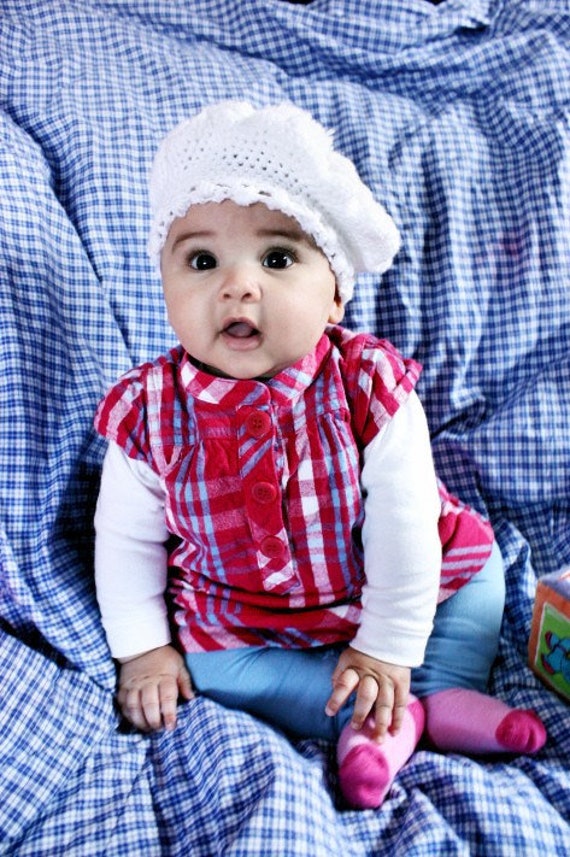 Gloed Vriendelijkheid Ga lekker liggen 3 to 6m White Baby Hat Infant Baby Beret Pom Pom Hat Crochet - Etsy
