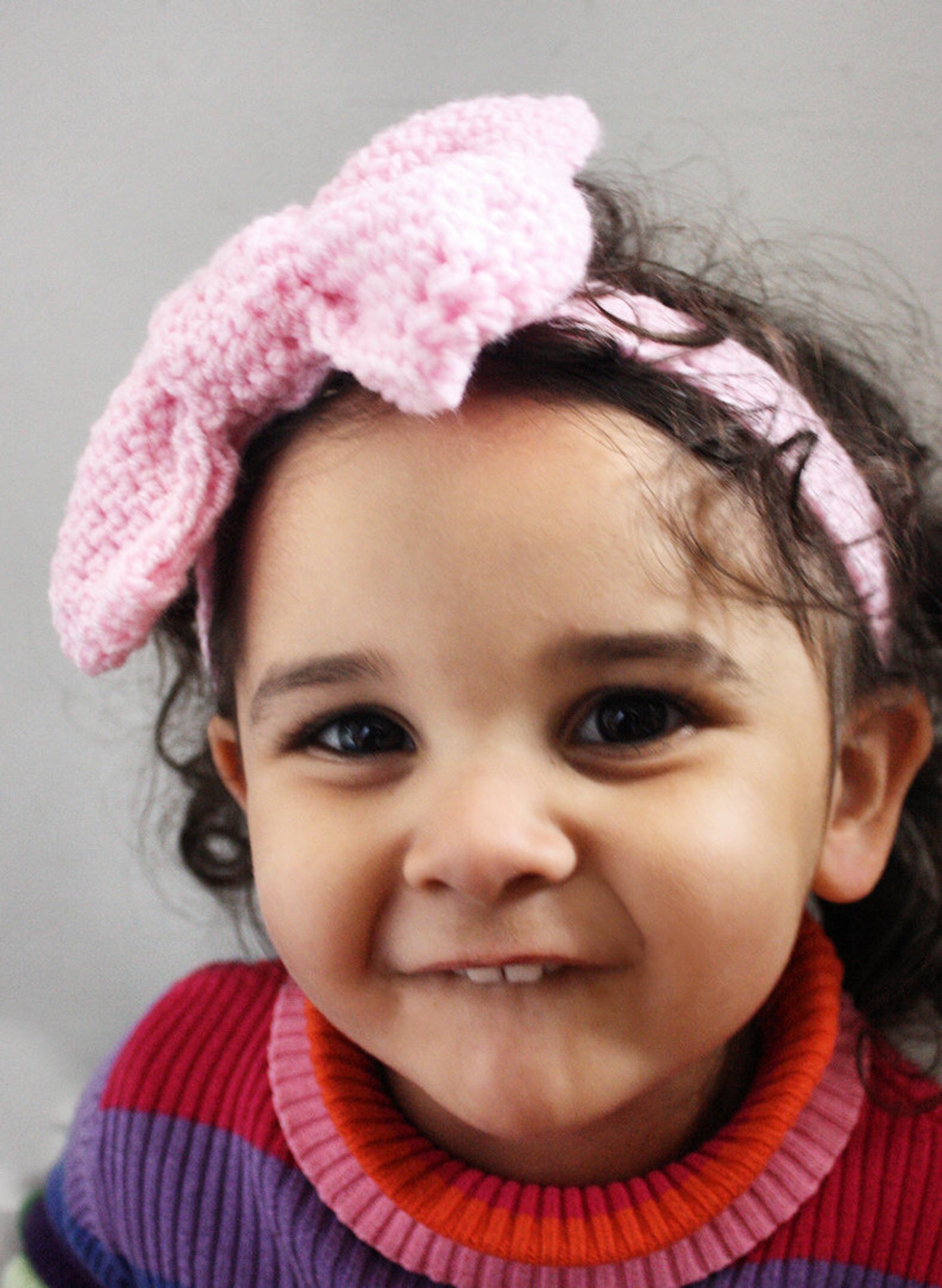 0 to 3m Newborn Baby Bow Headband in Pink Crochet Newborn Etsy