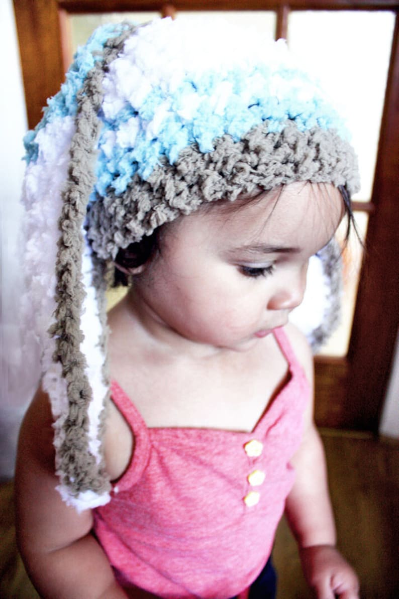 6 to 12m Spearmint Baby Hat Bunny Ears Crochet Hat Baby Brown Spearmint White Bunny Rabbit Hat Photo Prop Costume Spring Spring Gifts