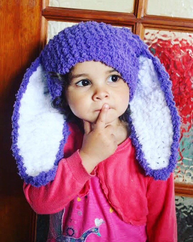6 to 12m Spring Baby Hat Purple Bunny Ears Hat Girl Baby Etsy