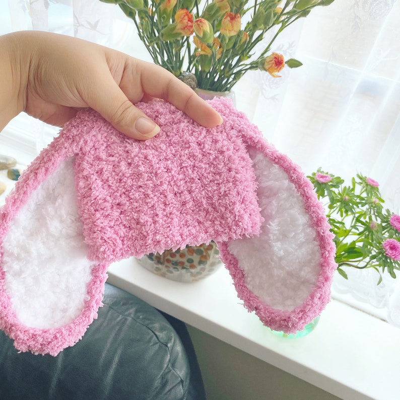 PRE-ORDER Premature Newborn Rose Pink Bunny Ears Hat, Tiny Reborn Girl Soft Crochet Rabbit Costume Beanie, Preemie Easter Baby Shower Gift image 2