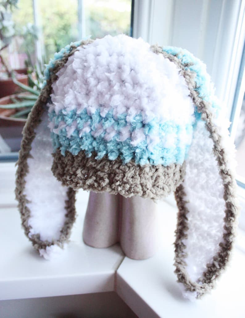 6 to 12m Spearmint Baby Hat Bunny Ears Crochet Hat Baby Brown Spearmint White Bunny Rabbit Hat Photo Prop  Costume  Spring Spring Gifts