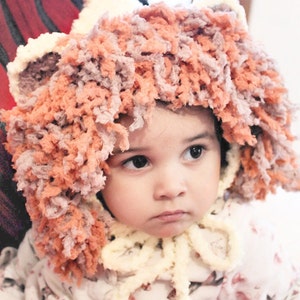 PREORDER 6 to 12m Lion Hat Baby Lion Mane Hat Animal Hat Baby Bonnet Crochet Lion Baby Hat Yellow Brown Orange Baby Photo Prop image 4